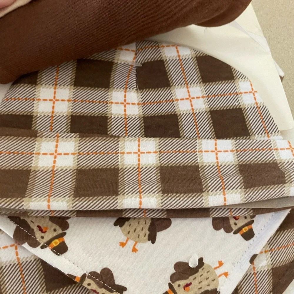 Hudson Baby Thanksgiving Theme Bibs and Hats Set 0-6 Months